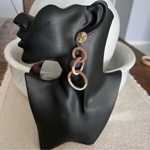 Silk Metallic Cord Mix Triple Tiered Hoop Hand Made Earrings